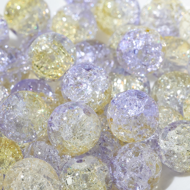 卡10珠子冰裂散珠透玻璃爆花内碎珠手工10mm串珠制作手串项链首饰|undefined