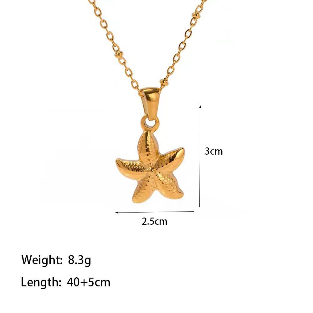 5g Weight 0.03µm-0.05µm Gold Plating Thickness PVD Coated Gold Plating Process Real Gold Plated Plating Material Zircon Inlay Material Rings, Earrings, Necklace Classification cable chain Chain Type Daily Occasion 304 Stainless Steel Material Starfish, Shell Pattern All Seasons Season Women's Gender IG Style, Marine Style Style Waterproof Non Tarnish, Inlay Craft PVD Coated Real Gold Plated 18K Gold Starfish Shell Titanium Steel IG Style Marine Style Waterproof Non Tarnish Rings Earrings Necklace 5