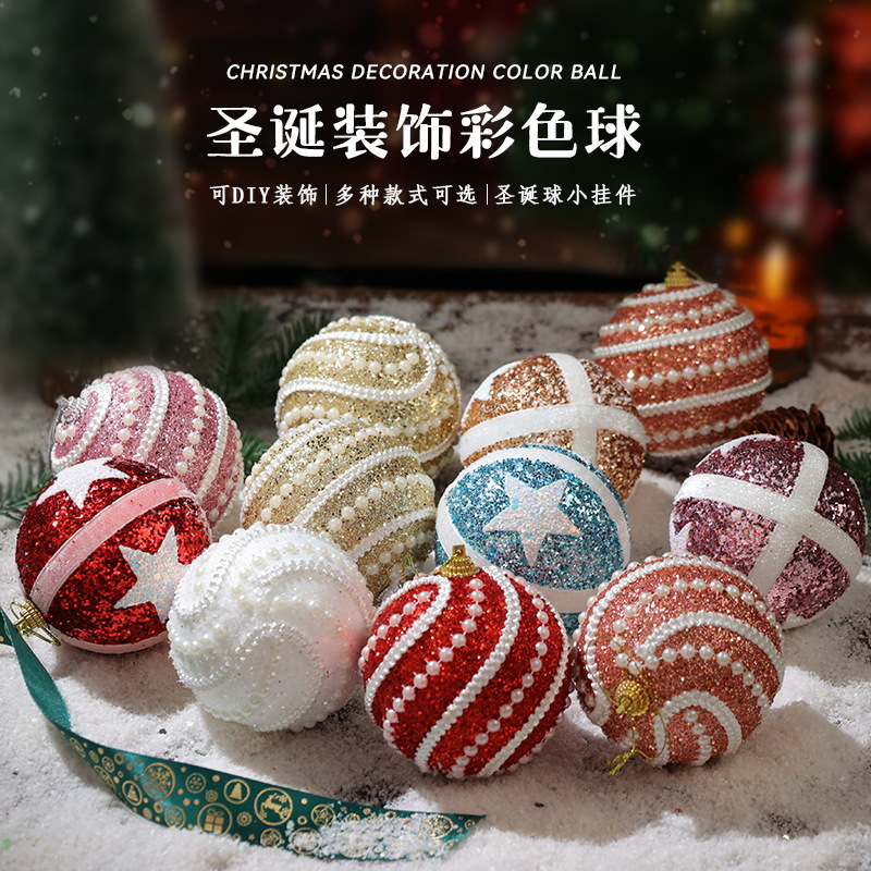 8cm bola de Navidad decoración de árbol de Navidad colgante de bolas de colores colgante colgante de Navidad decoración de Navidad accesorios de decoración
