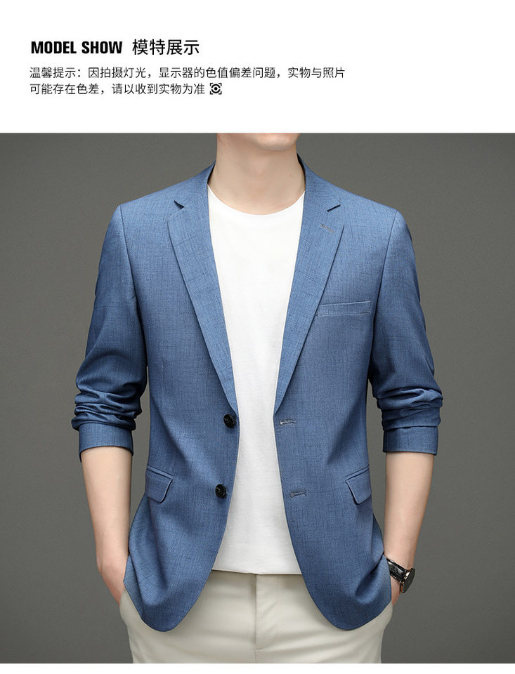 Áo vest nam caro xanh lam dáng ôm, tay dài, phong cách công sở — Caro xanh lam chi tiết 13