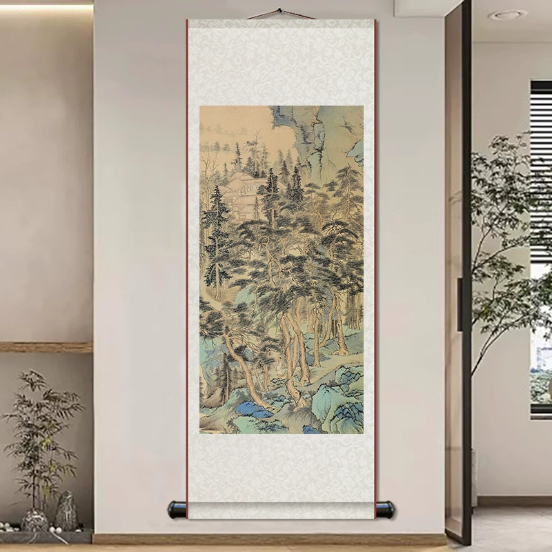 Серебристо-золотая картина на шелке Xiangshan Jiulao (категория) ручной работы для развешивания, изображение пейзажа, традиционная китайская живопись, декоративная живопись для прихожей, гостиной, кабинета, чайной