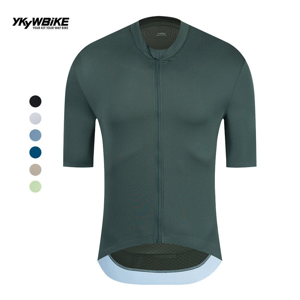 Foreign Trade Independent Website Summer Men's Cycling Sportswear Breathable Sweat-Absorbent Solid Color Comfortable Cycling Clothing Quick-Drying Short-Sleeved