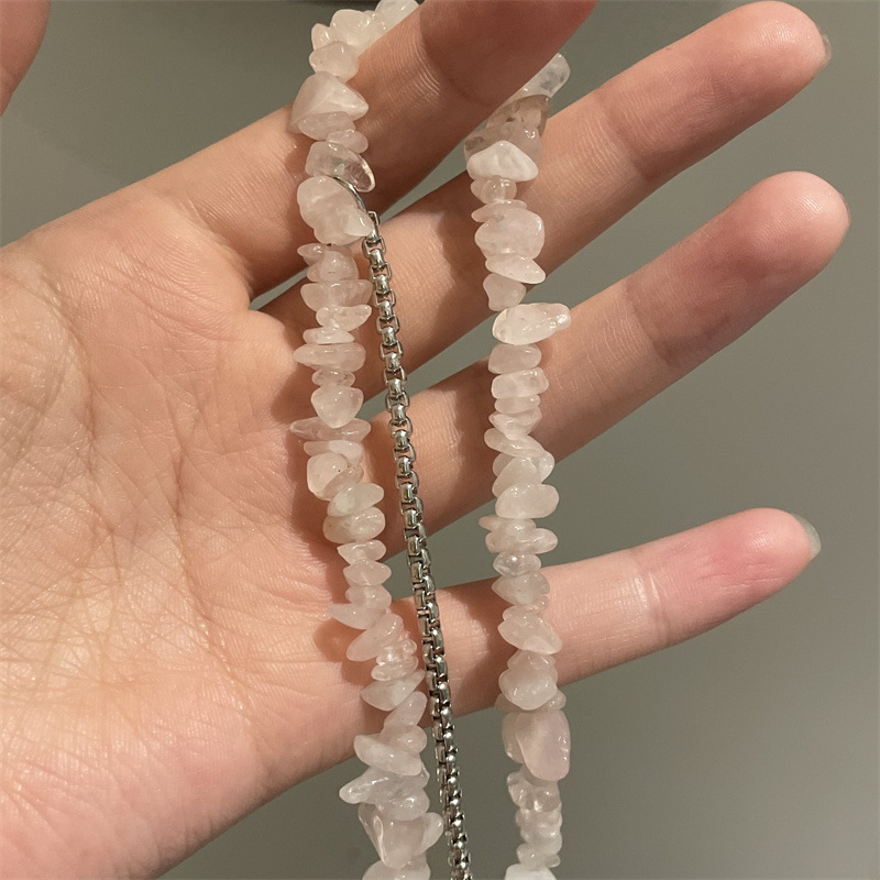 fashion water drop pearl pendant peach pollen stone necklacepicture7