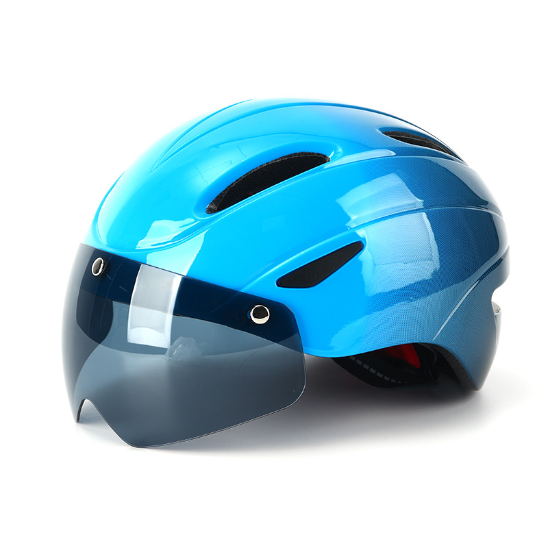 Casco de ciclismo con espejo de absorción magnética, cubierta de PC, gafas unidireccionales de alta densidad, sombrero de viaje para llevar
