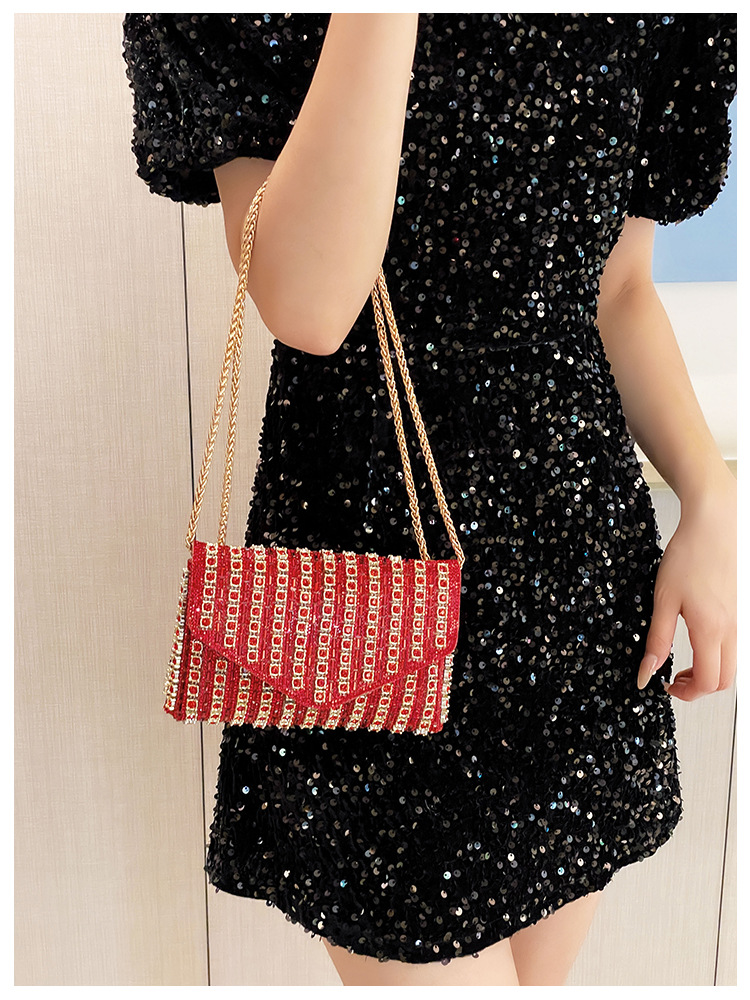 Cross-border bag bestsellers: Women's bag, chain, super shiny diamond-encrusted small square bag, crossbody bag, fashionable and versatile, socialite dinner bag undefined