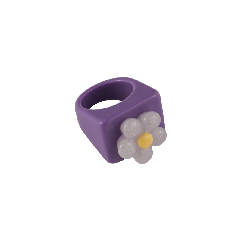 Bague Acrylique De Couleur De Contraste De Fleur De Mode En Gros display picture 9