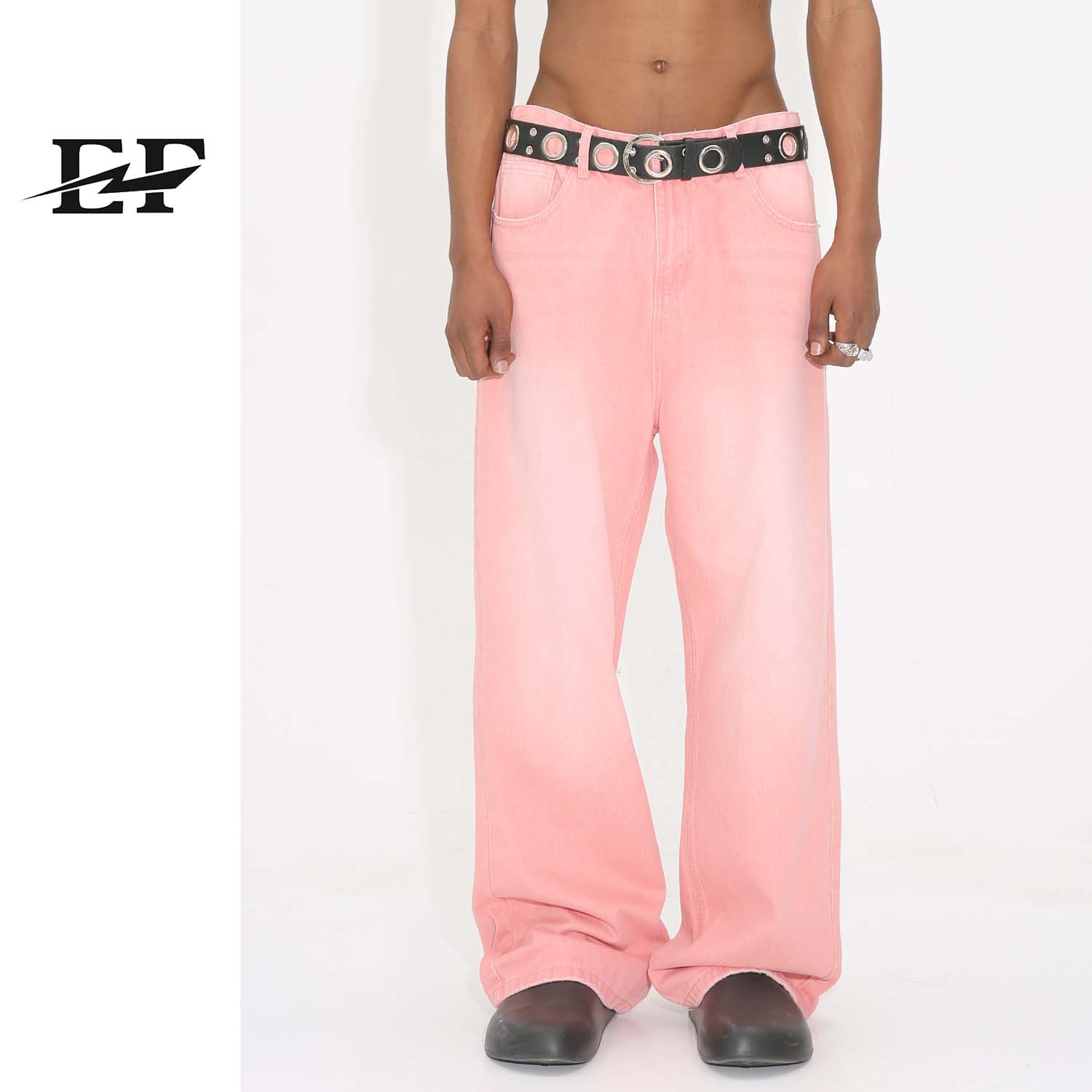 EF JEANS | 2023 nuevo estilo americano personalizado retro degradado retro púrpura suelta jeans de pierna ancha para hombres y mujeres