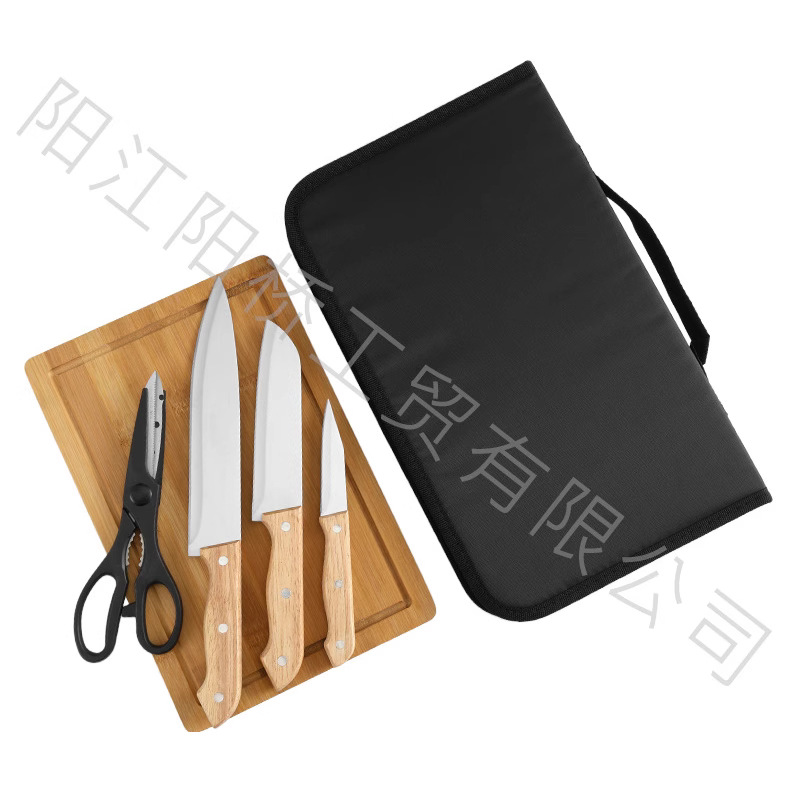 Spot fabricante de herramientas de barbacoa de acero inoxidable juego de pinzas de pala de mango de madera para barbacoa al aire libre juego completo