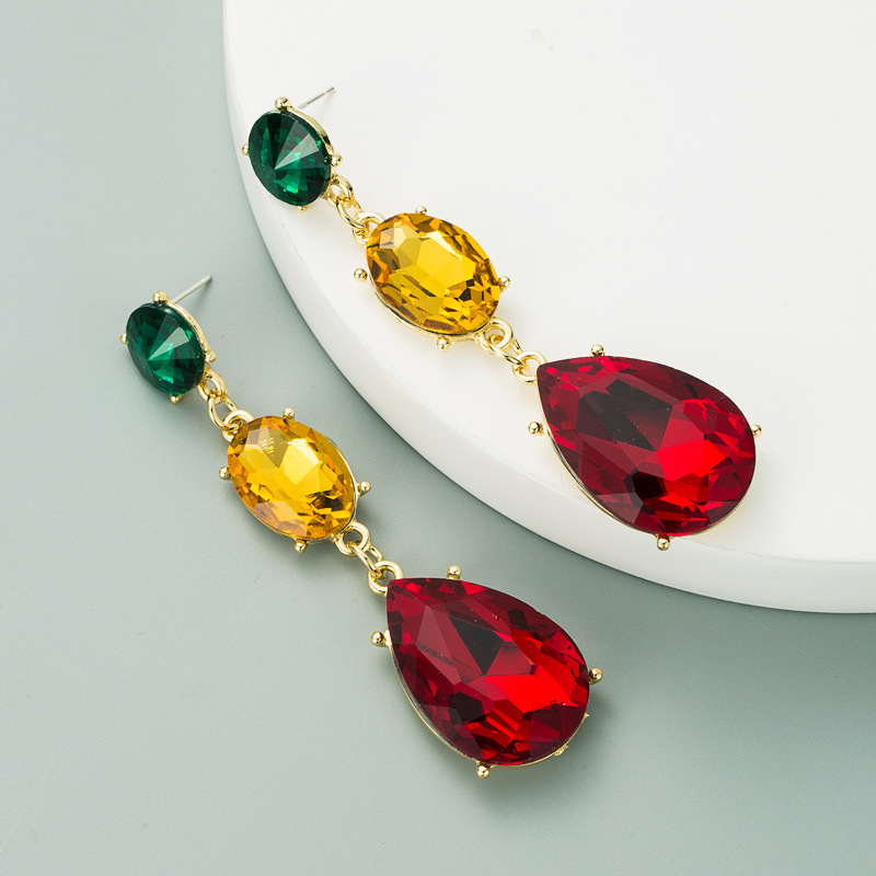 Diamond Design Fashion Geometric Diamond Alloy Artificial Gemstones Earrings