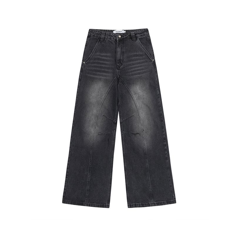 Modern Ian 24 Autumn Men's Wear New Design Sense High Quality Large silhouette Split Jeans_voghion.com