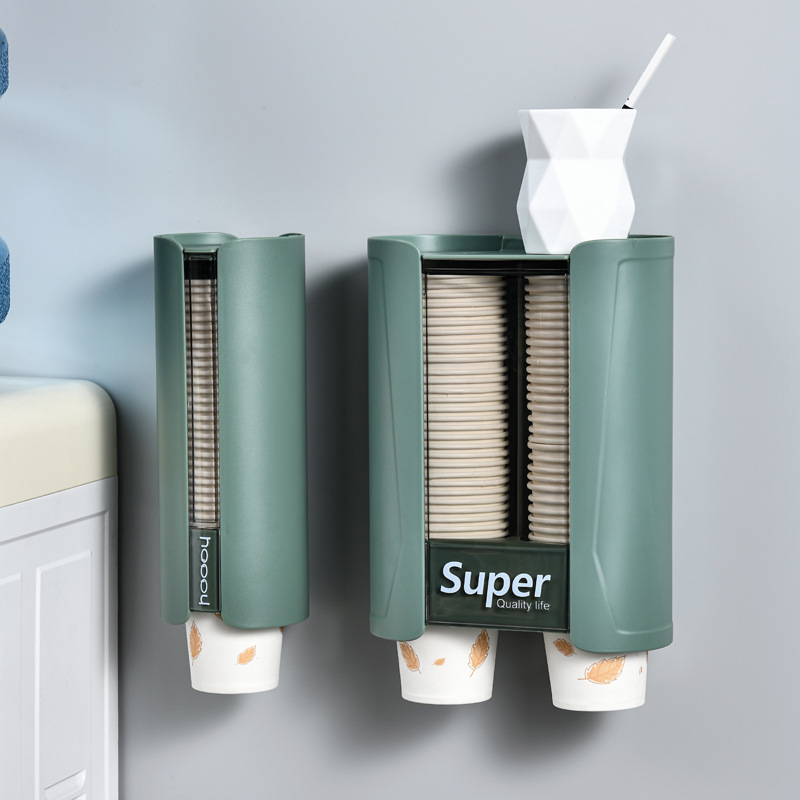 Portavasos para el hogar estante de almacenamiento de vasos de papel automático Portavasos dispensador de agua taza desechable estante de almacenamiento sin perforar para colgar en la pared