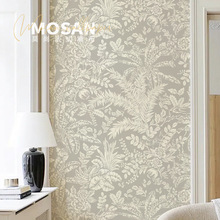 法式美式中世纪壁纸墙布电视背景墙纸复古高级感卧室壁布手绘轻奢