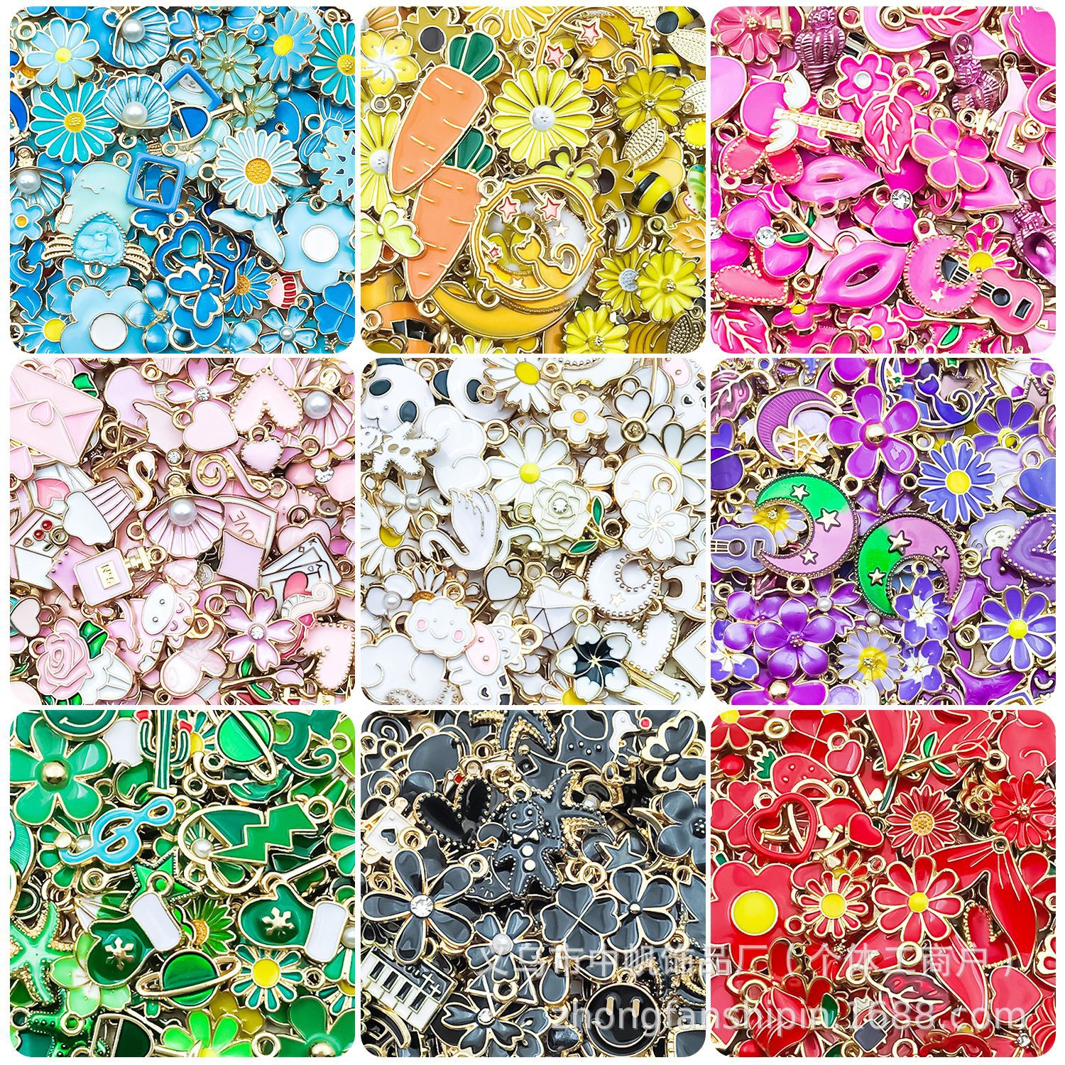 Cross-border exclusive supply of 20/50/100 nine-color oil-dripping alloy jewelry accessories, DIY bracelets, necklaces, pendants and pendants pic 6