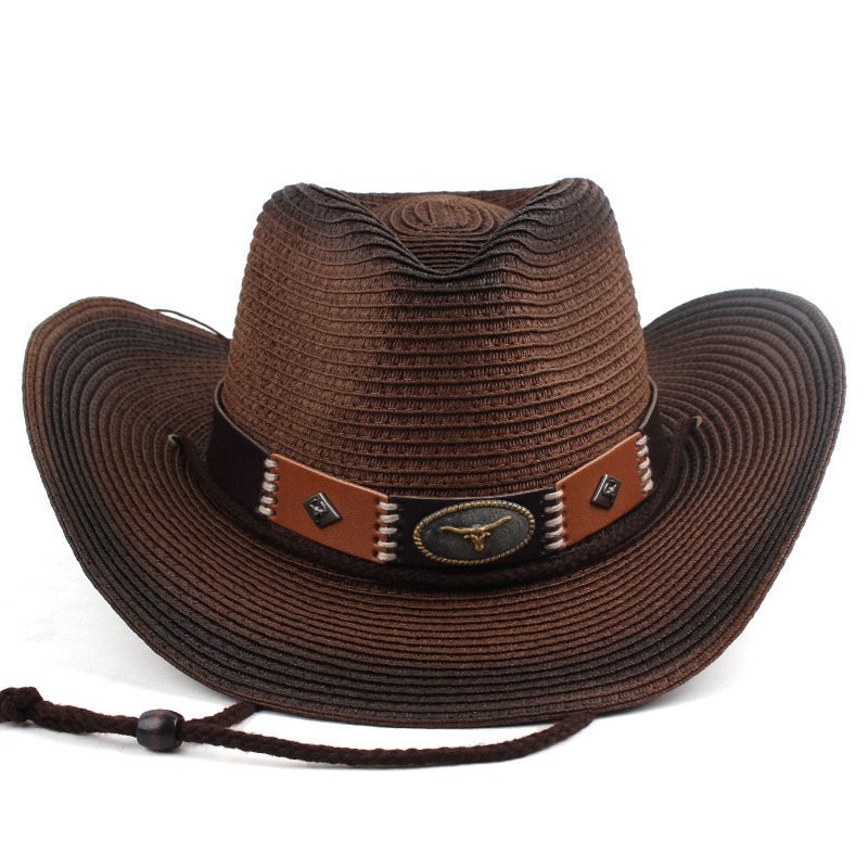 Nuevos productos de comercio exterior transfronterizo para hombres y mujeres de género neutro sombrero de vaquero sombrero de paja al aire libre sombrero de estilo retro europeo y americano