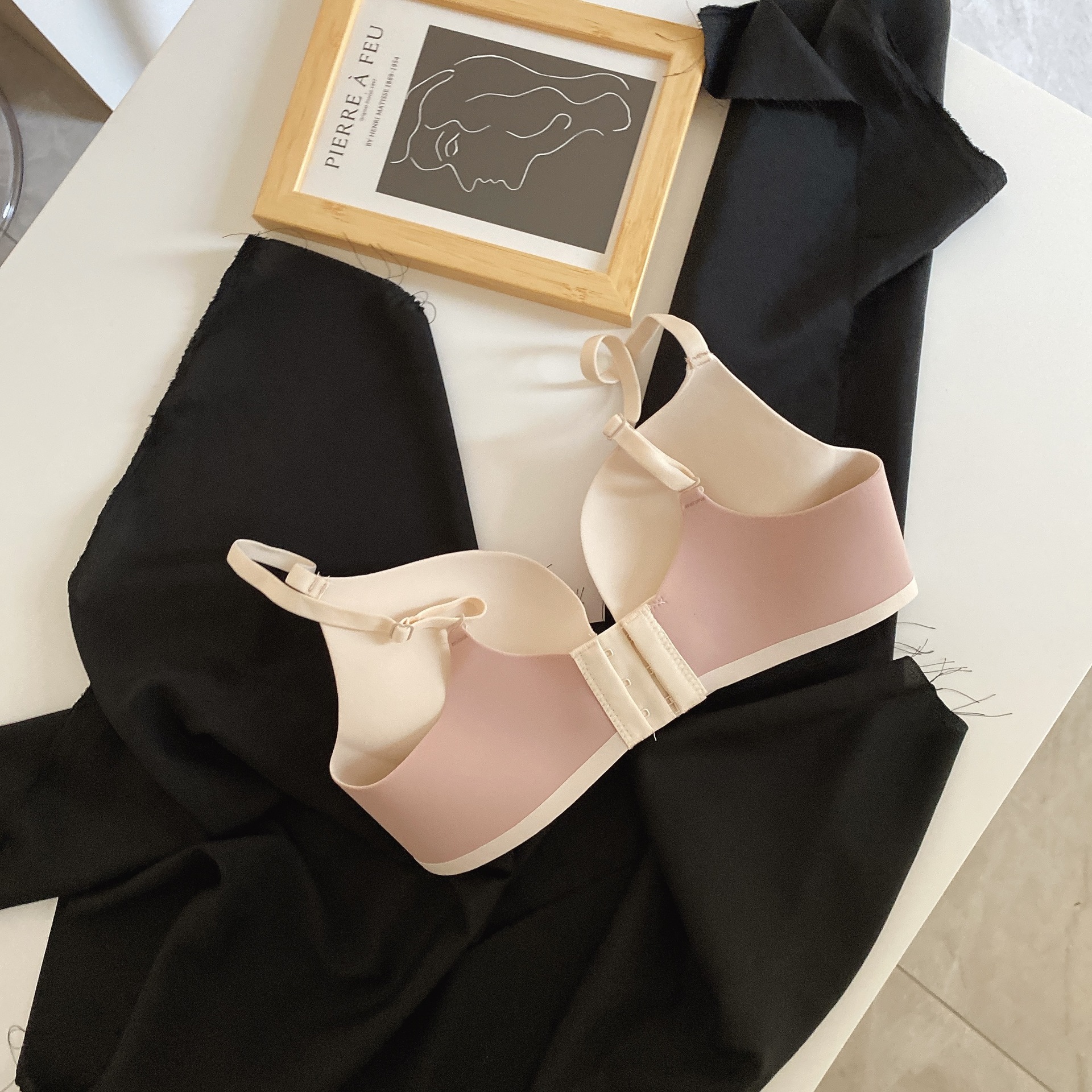 Colores de contraste que no dejan marcas, recolección lateral, soporte superior, leche antideslizante, ropa interior antiflacidez, sujetador de texto para niñas, senos pequeños, grandes