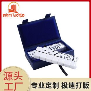 Customized High-End Leather Domino Box Melamine Dominoes Selected Leather Domino Box