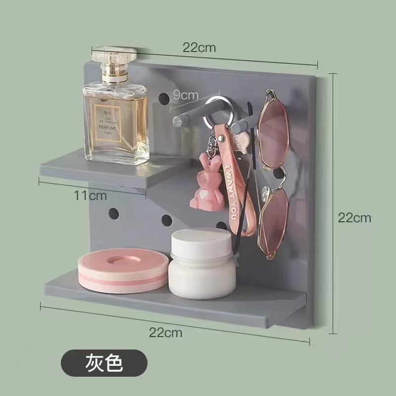 洞洞板置物架墙上ins少女墙面杂物收纳架卧室免打孔学生宿舍神器|undefined