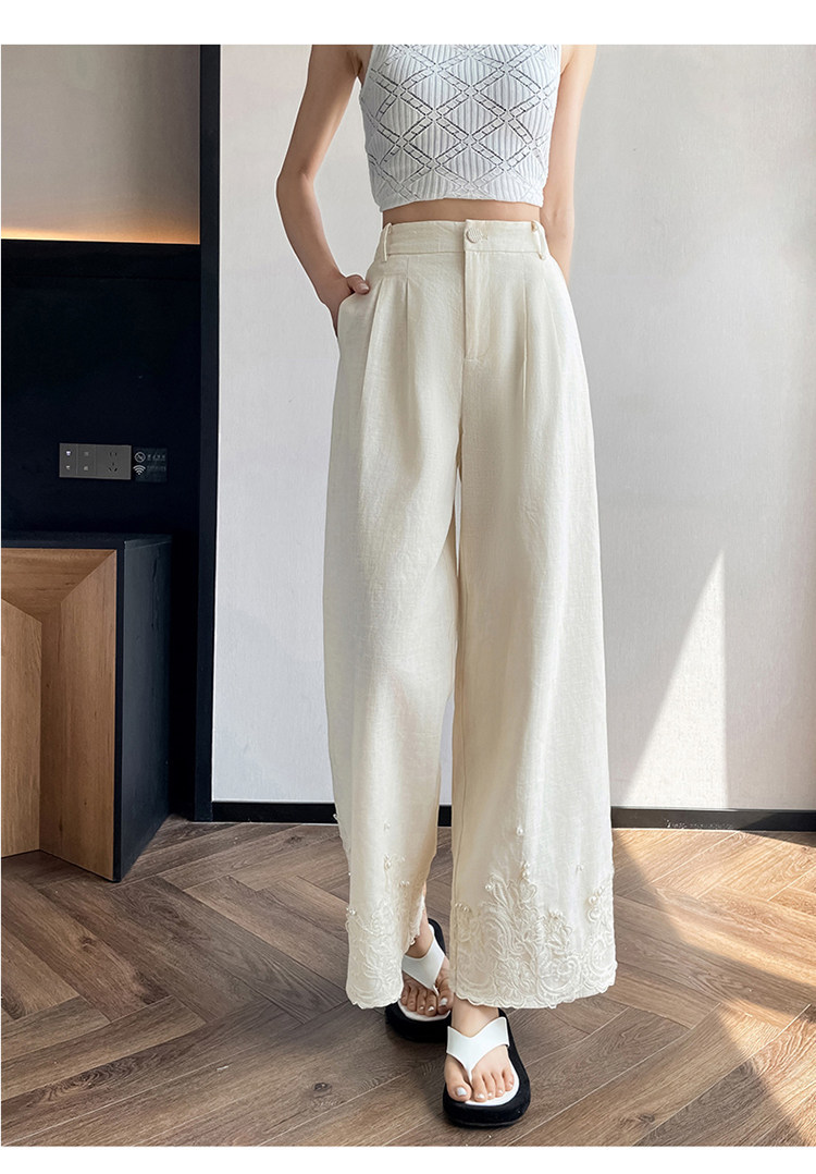 Quần culottes nữ ống rộng eo cao chất liệu ren đính cườm — Màu ảnh chi tiết 28