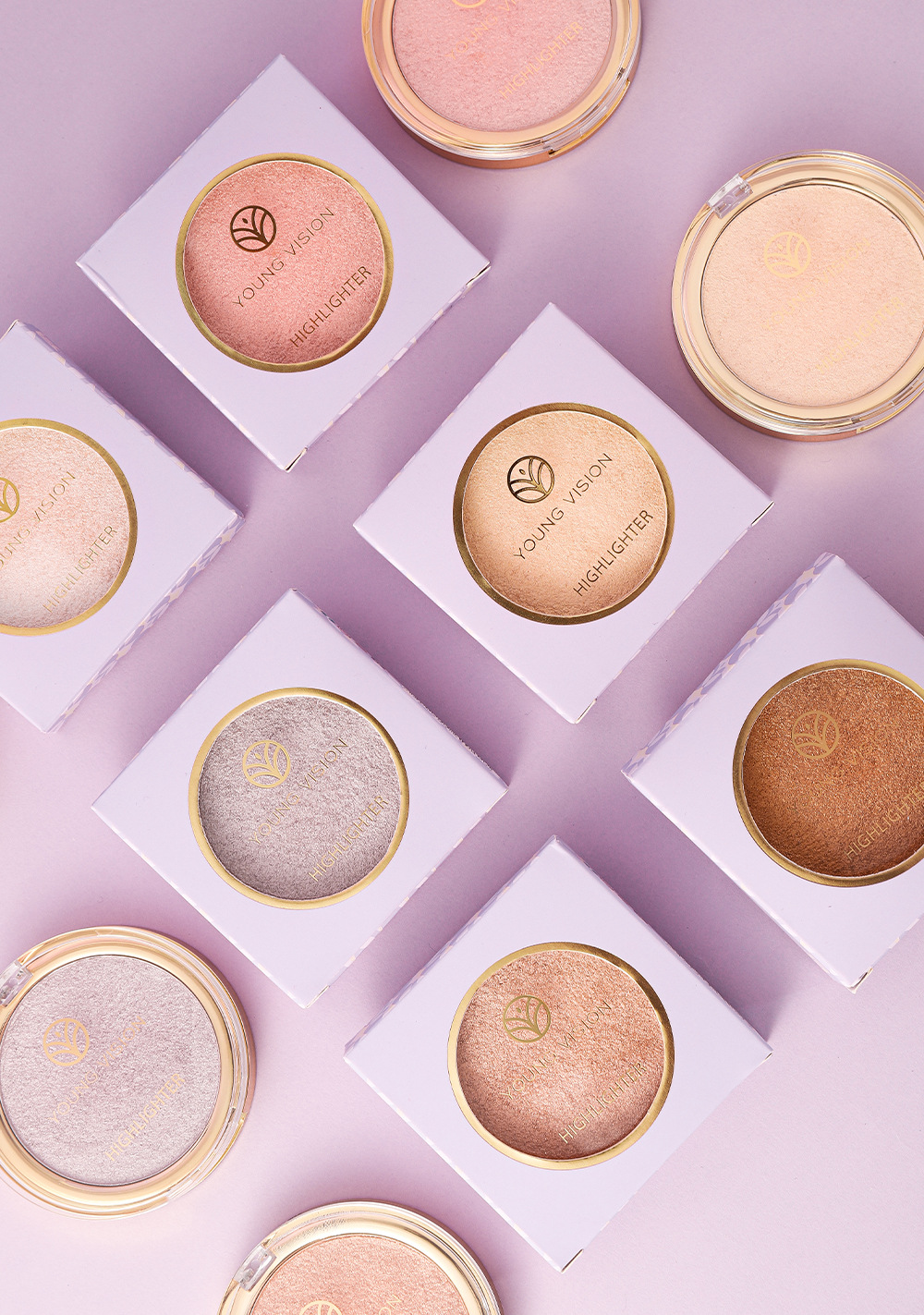 YOUNG VISION baking powder, polarizing and highlighter powder, setting and contouring powder compacts, contour and three-dimensional nose shadows undefined