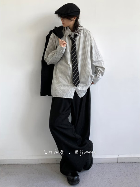 Japanese retro autumn demi-season design shirt