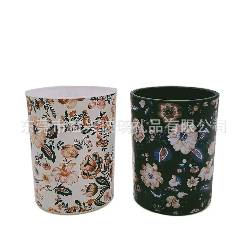扩香石高端香薰带盖子玻璃器皿烤花喷色彩色工艺品欧式玻璃烛台