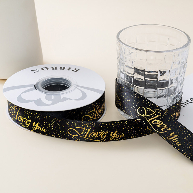 Estampado de oro amor cinta cinta de seda regalo embalaje regalo colorido pastel decoración cinta accesorios cinta de arco