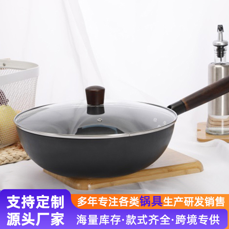 Fabricantes nuevo antiadherente WOK de hierro Cocina de Inducción de gas disponible cocina de interior olla al por mayor