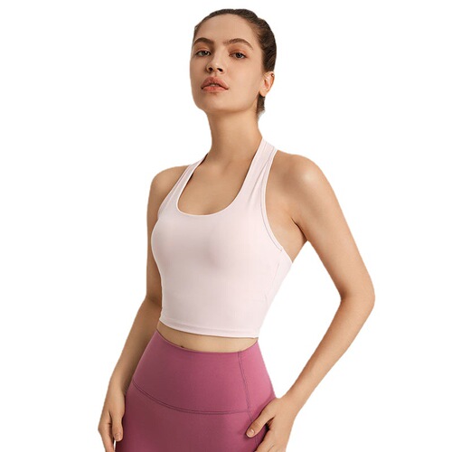 Sports bra women's fitness halterneck double cross back support vest style tight yoga wear bra top