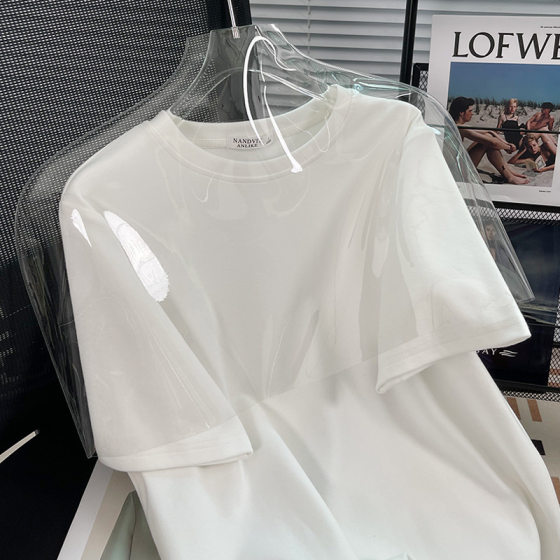 Solid Color T-shirt Women's Korean-style All-match Pure Cotton Short-sleeved oversize plus size Loose Ins Fashionable Summer Foreign-style Inner Top