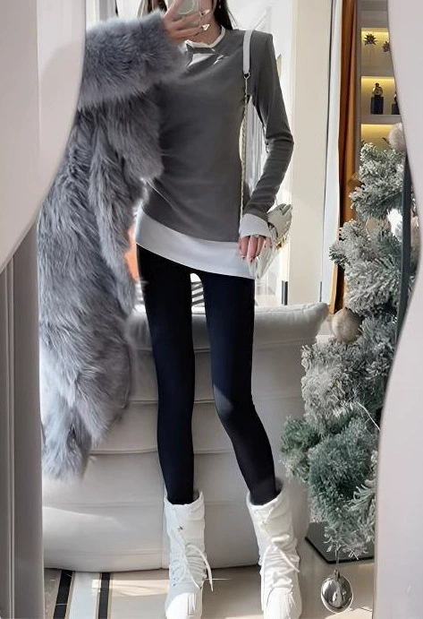 Поддельные две шлифовальные рубашки с нижней рубашкой женская осень-зима