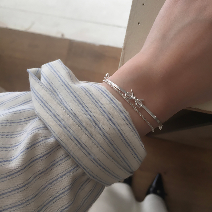 8g Weight 925 Silver Pendant Material Sterling Silver Plating Bow Knot Bracelets