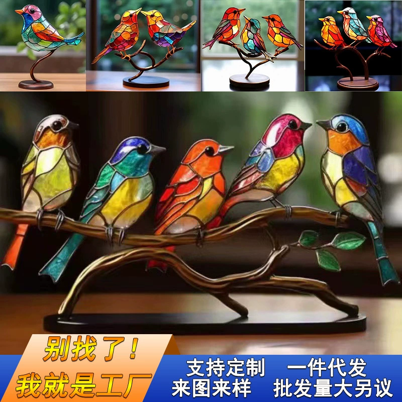 Трансграничные металлические украшения bird Series Alloy Decorations Окрашенные птички домашние украшения