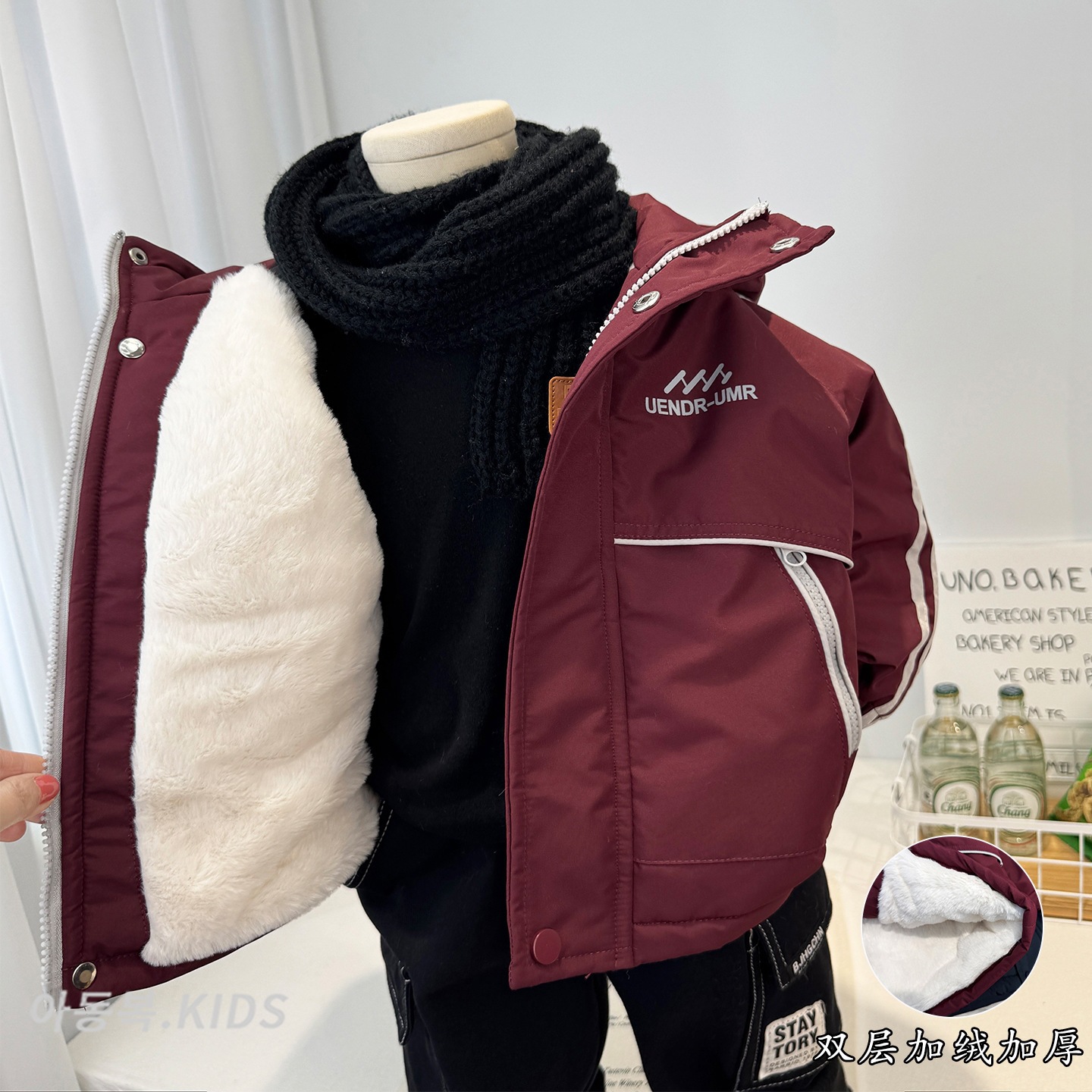 Boys' Thick Winter Cotton-padded Jacket, 2026 New Style, Stylish Fleece-lined Warm Jacket, Baby Winter Hooded Cotton-padded Coat