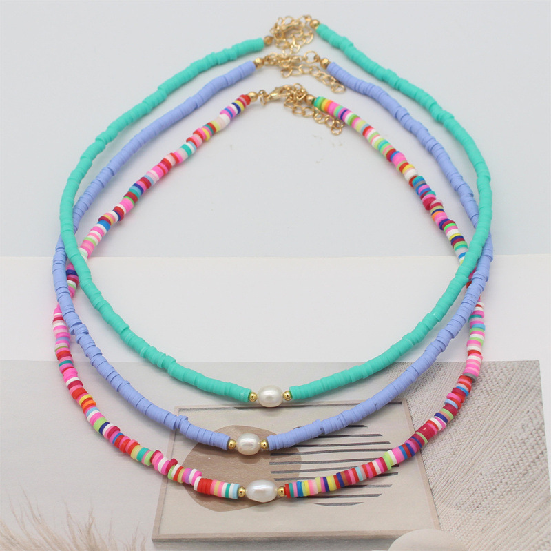 15g Weight Necklace Classification Vacation Geometric Imitation Pearl Soft Clay Women's Necklace