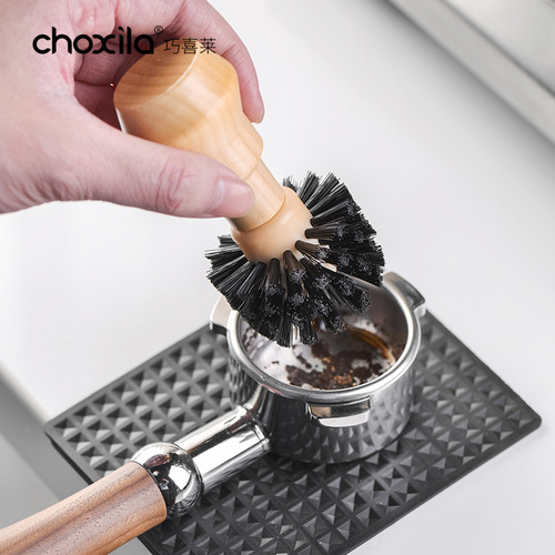 Powder bowl cleaning brush coffee machine handle solid wood cleaning brush 51/54/58mm universal powder removal