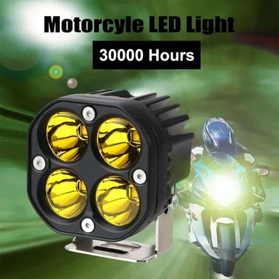 Tcyato 3inch Four-Leaf Clover Thick Waterproof Led Work Light Spotlight Off-Road Vehicle Modified Motorcycle White and Yellow (Motorcycle headlights, headlights) - yellow-light-black-bracket