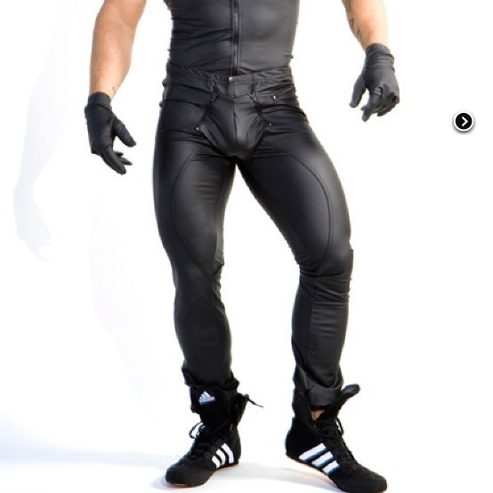 Sexy Leather Trousers For Men Matte Finish Nightclub Stage Outfit_voghion.com