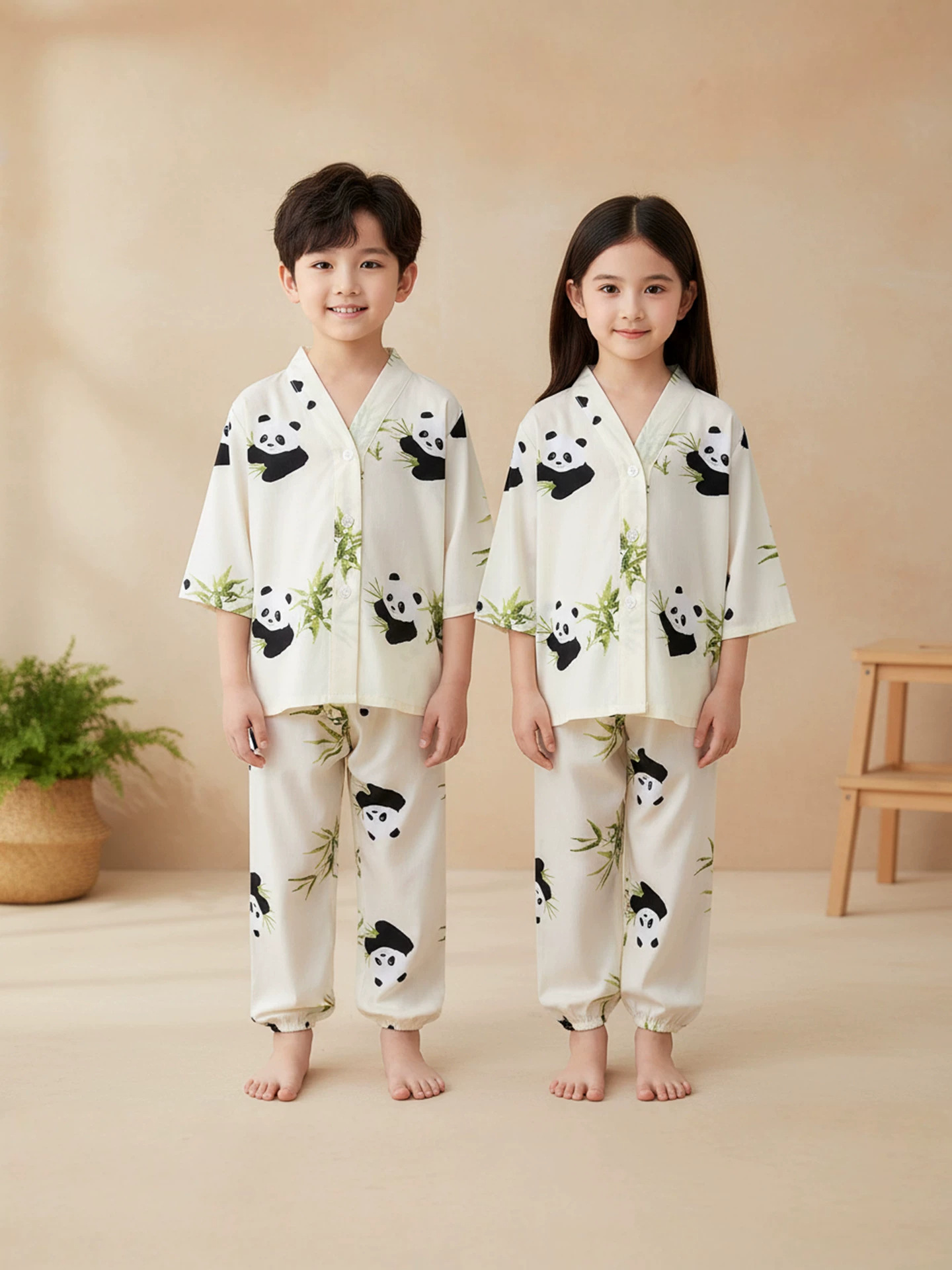 2026 nuevo pijama para niños verano niñas niñas niñas niños niños dibujos animados seda seda ropa delgada