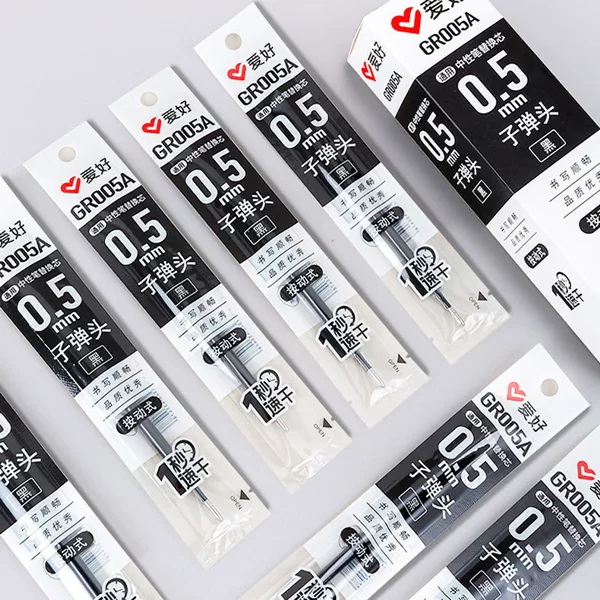 Hobby Gr005A Heavy Series Retractable Gel Pen Refill for Students 0.5mm Press-Type Office Signature Pen Replacement Refill