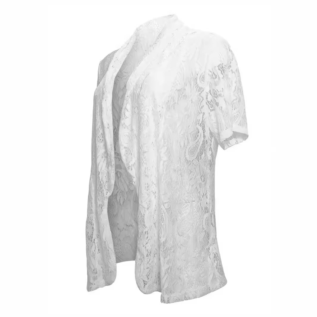 Abbigliamento donna primavera e autunno nuovo cardigan in pizzo giacca a maniche corte_voghion.com