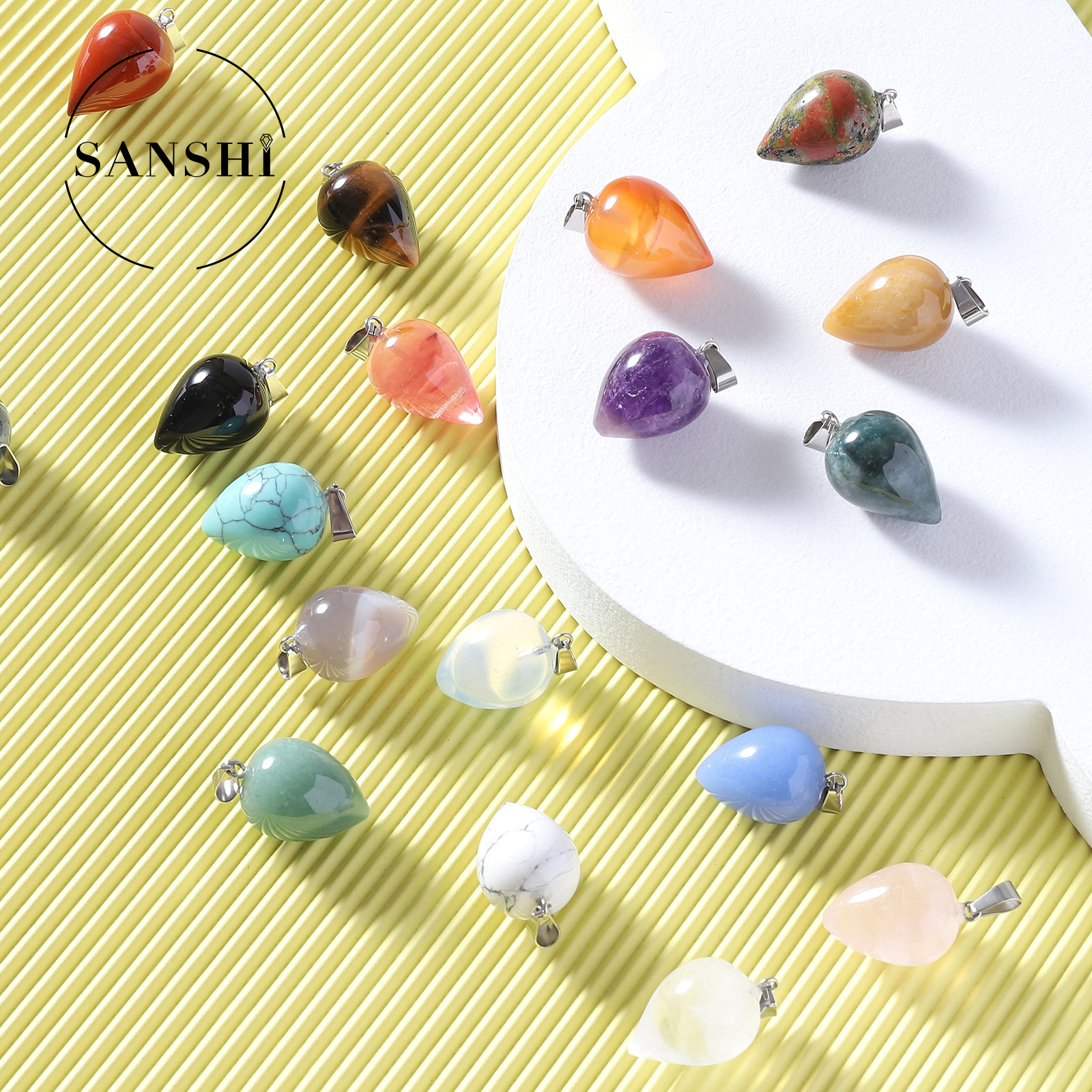 1 Piece 22*16mm Artificial Crystal Agate Water Droplets Pendant display picture 2