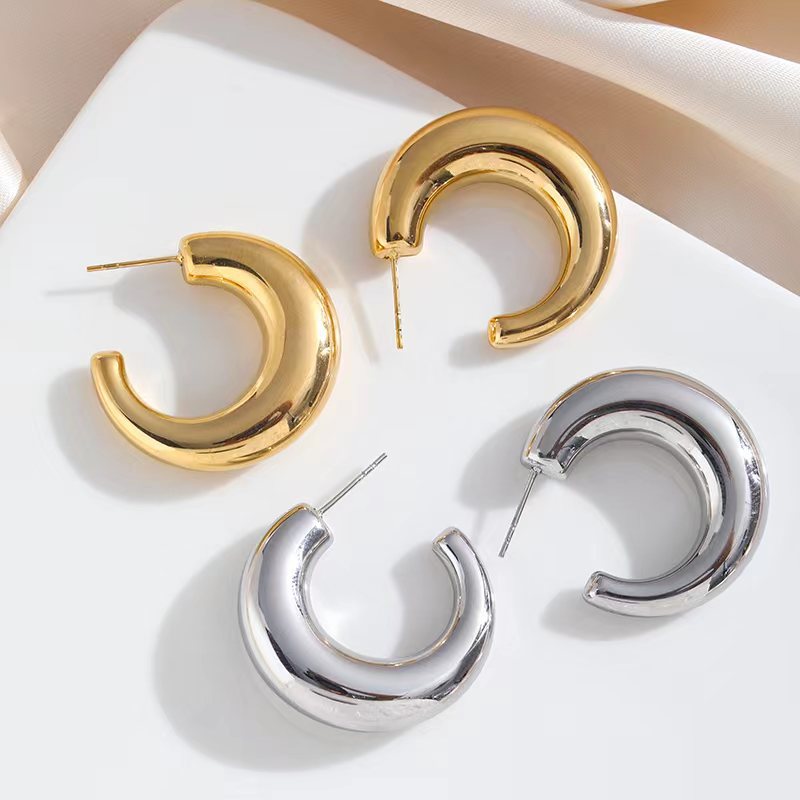 14g Weight 18K Gold Plated Plating Material 1 Pair Simple Style Solid Color Plating Copper 18K Gold Plated Ear Studs