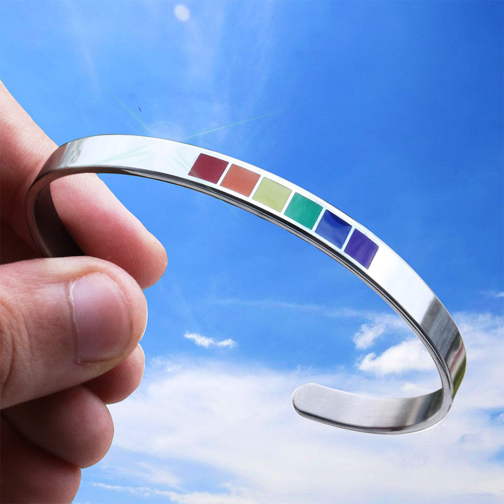 Simple Style Rainbow Stainless Steel Cuff Bracelets display picture 8