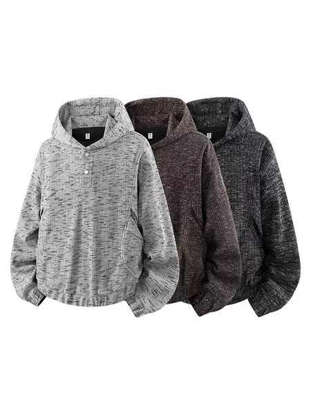 Men's Hooded Fleece Sweatshirt, Spring and Autumn Warm Thickened Sports Jacket, Stand-up Collar Long-sleeve Casual Top