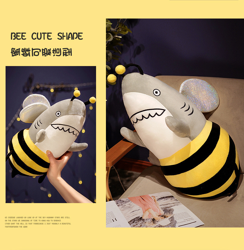 亚马逊跨境网红毛绒玩具Shark and Bee鲨鱼和蜜蜂公仔鲨bee玩偶-阿里巴巴