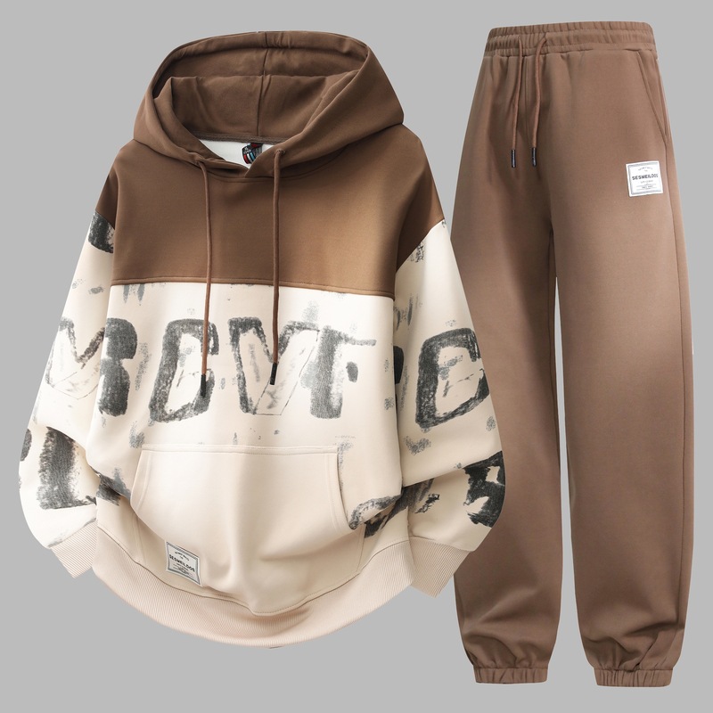 Trajes deportivos casuales juveniles hombres nuevos primavera y otoño tendencia guapo versátil chaquetas con capuzas de dos piezas