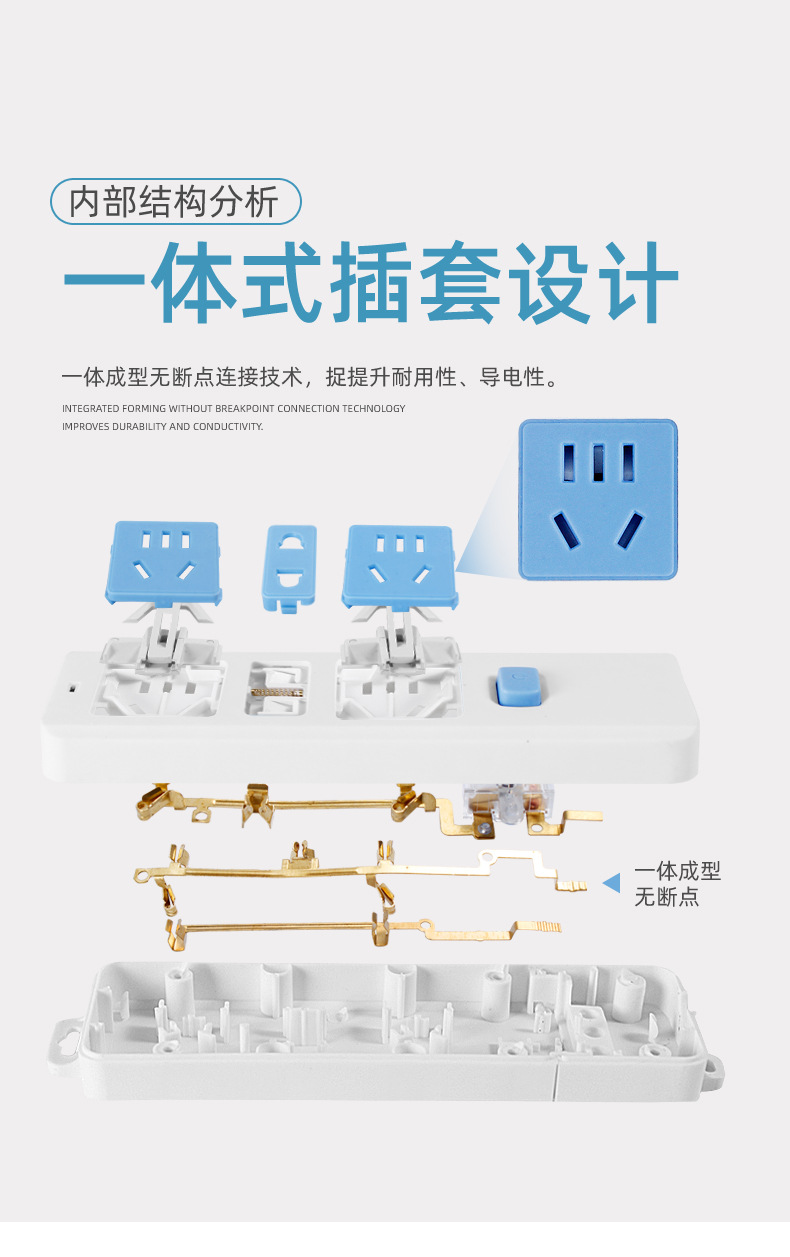 带线排插多功能家用插座带开关多孔接线板大功率工业电源插线板详情5