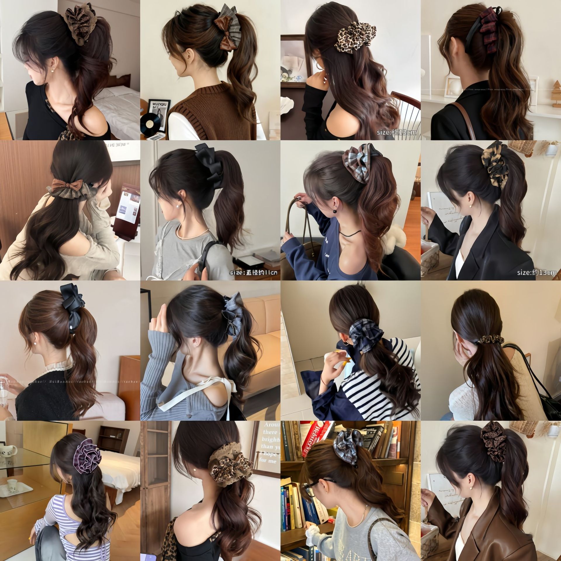 Retro Gold Label Bow Banana Clip Women's High Ponytail Fixed Hairpin Vertical Clip on the Back of the Head Half-Tied Hairpin Headdress