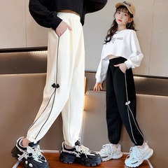 2024女の子スポーツパンツ春秋大童カジュアルゆるいファッションクール秋スタイル衛ズボン小学生秋装子供ズボン