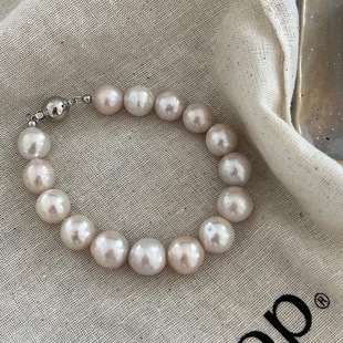 Natural Edison Freshwater Pearl Bracelet 925 Silver Plated Platinum Strong Light Pleated Bar Round White Colorful Baroque